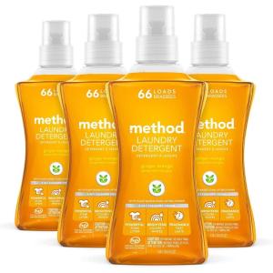 imageMethod Liquid Laundry Detergent Ginger Mango Scent PlantBased Stain Remover 66 Loads per 535 fl oz bottle 4 Pack 264 Total Loads Packaging May Vary