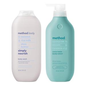 imageBundle of Method Simply Nourish Body Wash 18 oz Pack of 1  Method Coco Twist Body Lotion 14 oz Pack of 1