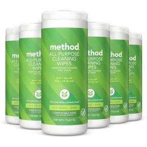 imageMethod AllPurpose Cleaning Wipes Lime Sea Salt MultiSurface Compostable 30 Count Pack of 630 Count Pack of 6