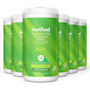 imageMethod AllPurpose Cleaning Wipes Lime Sea Salt MultiSurface Compostable 30 Count Pack of 670 Count Pack of 6