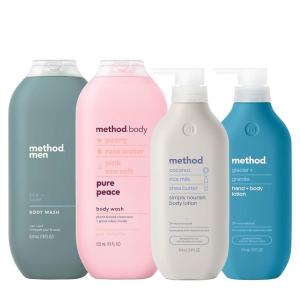 imageBundle of Method Sea  Surf Body Wash 18 oz Pack of 1  Pure Peace Body Wash 18 oz Pack of 1  Simply Nourish Body Lotion 14 oz Pack of 1  Glacier  Granite Body Lotion 14 oz Pack of 1