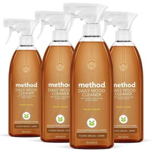 imageMethod Daily Wood Cleaner Almond PlantBased Formula That Cleans Shelves Tables and Other Wooden Surfaces While Removing Dust ampamp Grime 28 Oz Spray Bottles Pack of 828 Fl Oz Pack of 4