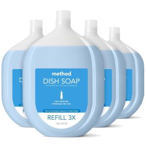 imageMethod Gel Dish Soap Sea Minerals Scent Biodegradable Formula Tough on Grease ampamp Stuckon Food Cruelty Free Formula Made with Recycled Plastic 18 Fl Oz Pack of 6Sea Minerals