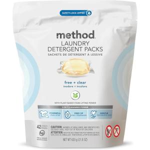 imageMethod Laundry Detergent Packs Fragrance Free  Clear PlantBased Stain Remover that Works in Hot ampamp Cold Water 42 Packs per Bag 2 Pack 84 Loads Packaging May VaryFree  Clear