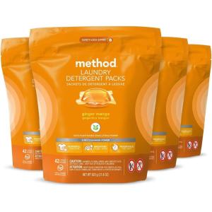 imageMethod Laundry Detergent Packs Fragrance Free  Clear PlantBased Stain Remover that Works in Hot ampamp Cold Water 42 Packs per Bag 2 Pack 84 Loads Packaging May VaryGinger Mango