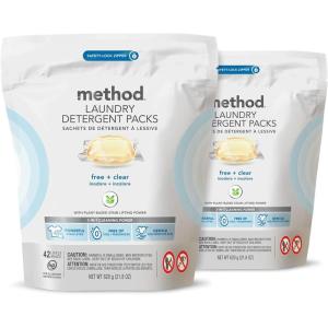 imageMethod Laundry Detergent Packs Fragrance Free  Clear PlantBased Stain Remover that Works in Hot ampamp Cold Water 42 Packs per Bag 2 Pack 84 Loads Packaging May VaryFragrance Free