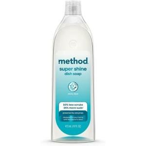 imageMethod Super Shine Liquid Dish Soap Powered by Enzymes Free  Clear Unscented 16 fl ozDewy Daze